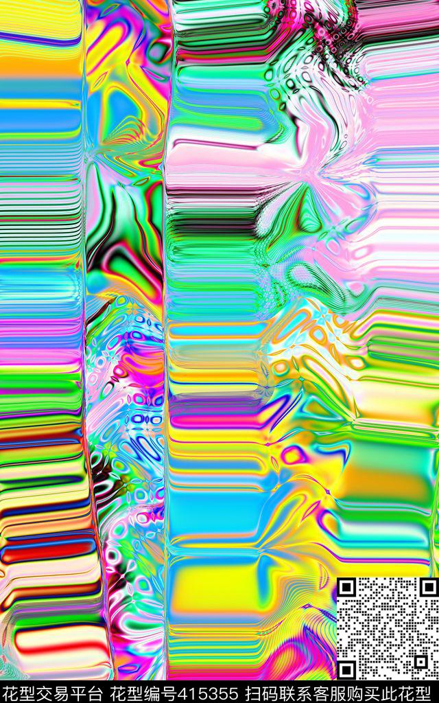 流动色彩条纹数码印花华亿平台下载（图片编号: 415355） - 瓦栏（Walan）