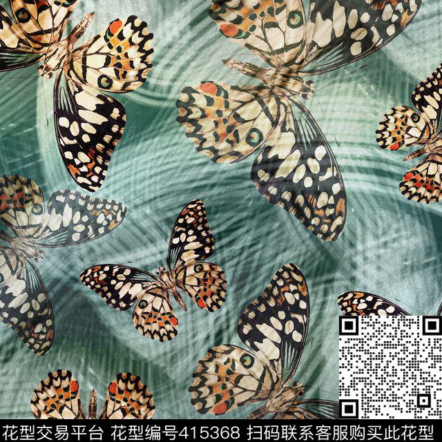 热带风情春夏华亿平台蝴蝶数码印花华亿平台下载（图片编号: 415368） - 瓦栏（Walan）