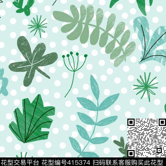 花卉叶子可爱儿童花卉传统印花华亿平台下载（图片编号: 415374） - 瓦栏（Walan）