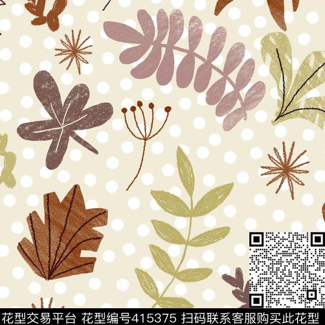 花卉叶子可爱儿童花卉传统印花华亿平台下载（图片编号: 415375） - 瓦栏（Walan）
