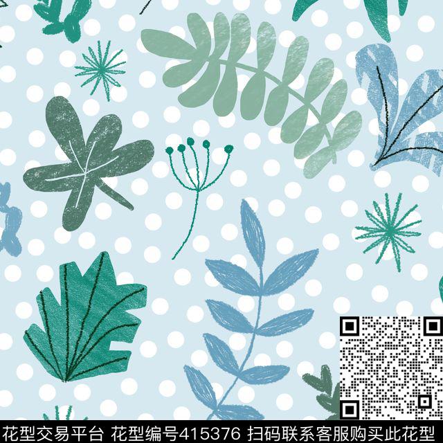 花卉叶子可爱儿童花卉传统印花华亿平台下载（图片编号: 415376） - 瓦栏（Walan）