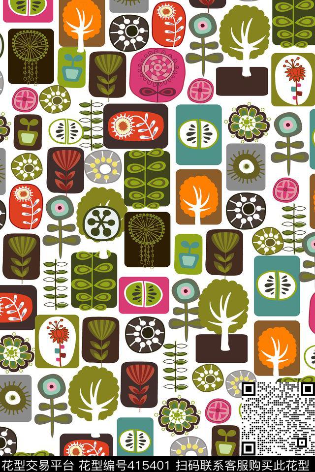 卡通树传统印花华亿平台下载（图片编号: 415401） - 瓦栏（Walan）