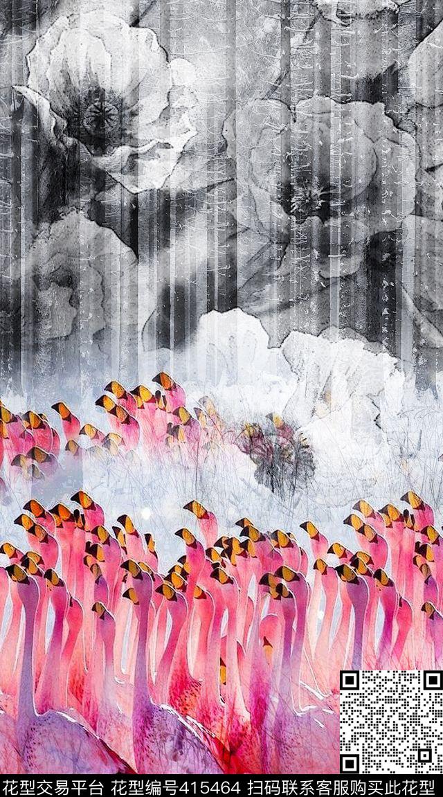 动物独幅混搭数码印花华亿平台下载（图片编号: 415464） - 瓦栏（Walan）