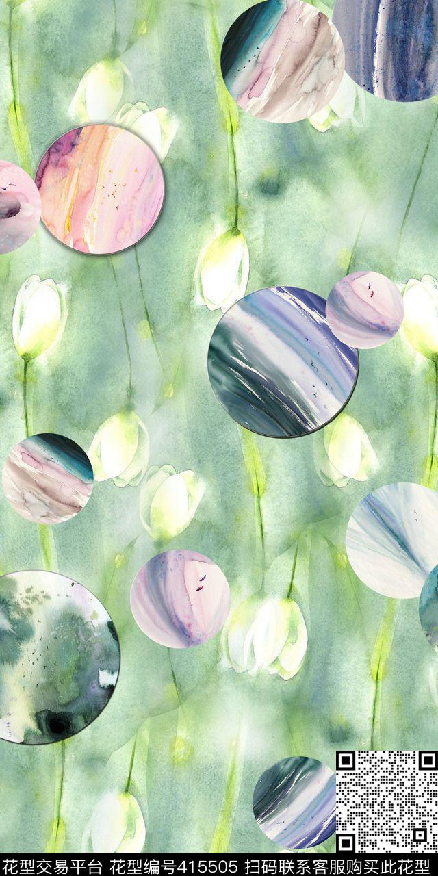 清新郁金香艺彩——小清新数码印花华亿平台下载（图片编号: 415505） - 瓦栏（Walan）