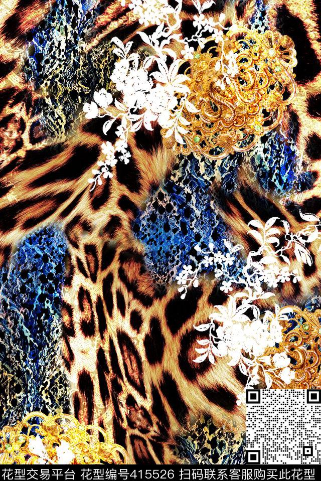 豹纹动物纹动物纹腰果动物纹花等数码印花华亿平台下载（图片编号: 415526） - 瓦栏（Walan）