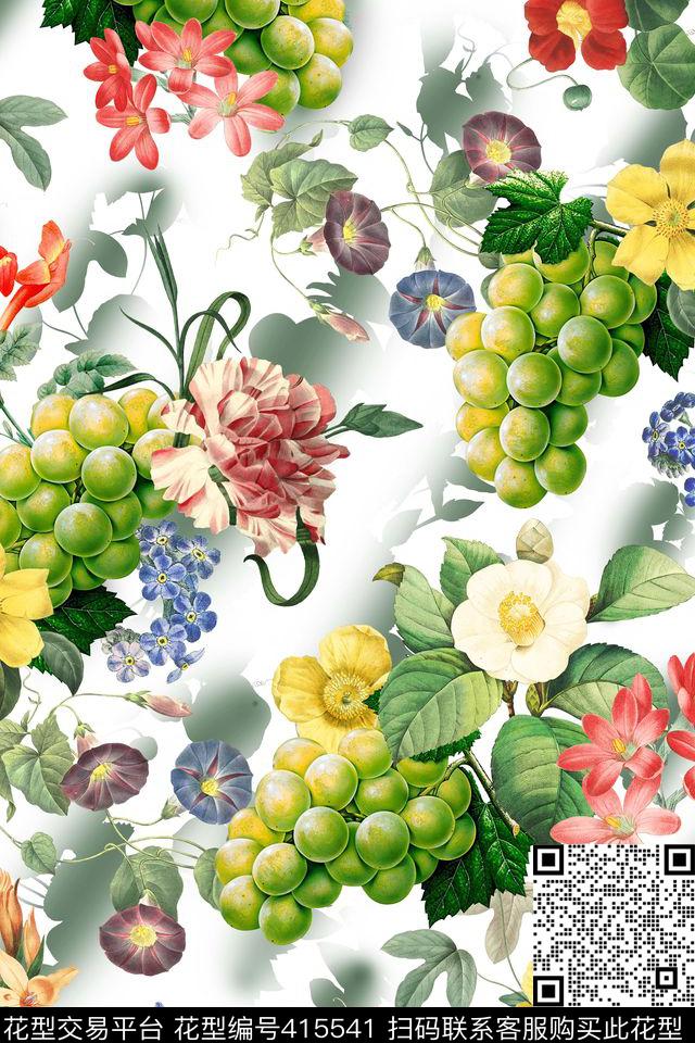 花卉葡萄牵牛花数码印花华亿平台下载（图片编号: 415541） - 瓦栏（Walan）