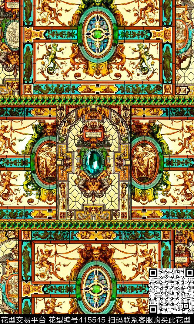 欧式宝石珠宝壁画数码印花华亿平台下载（图片编号: 415545） - 瓦栏（Walan）