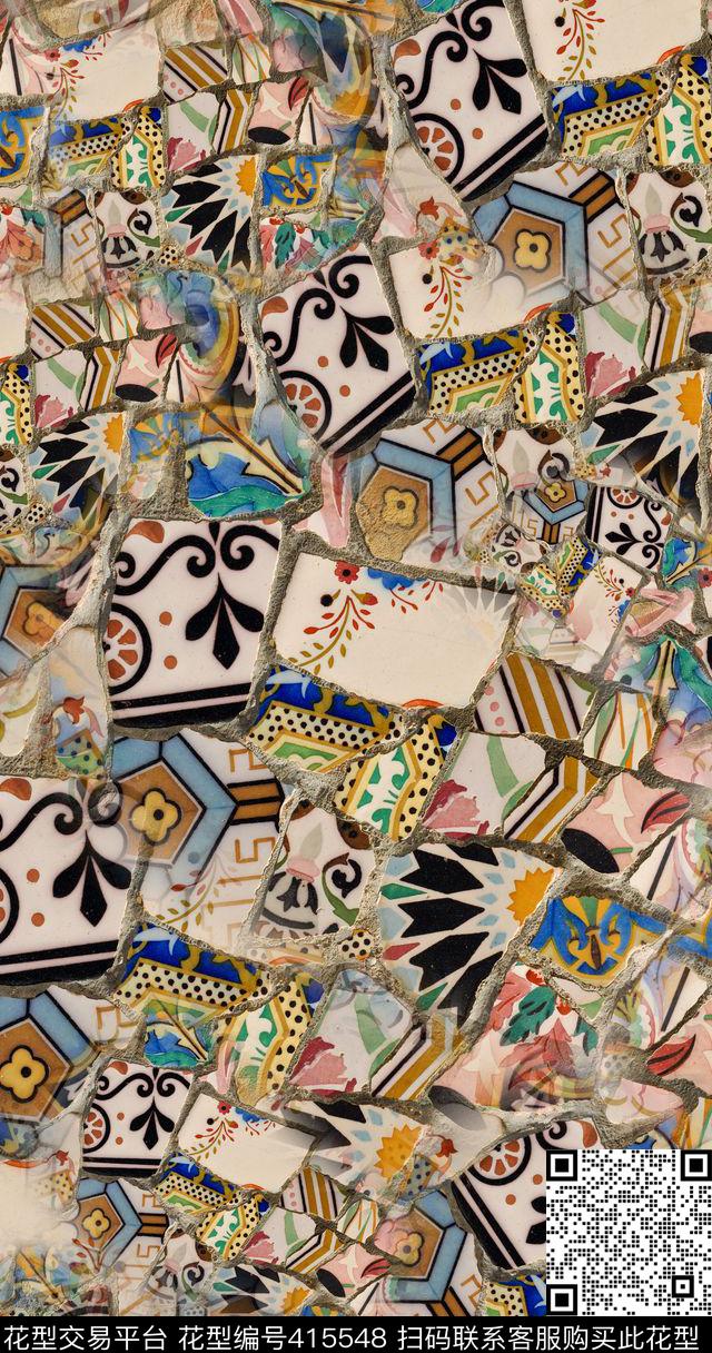 抽象花卉数码印花华亿平台下载（图片编号: 415548） - 瓦栏（Walan）