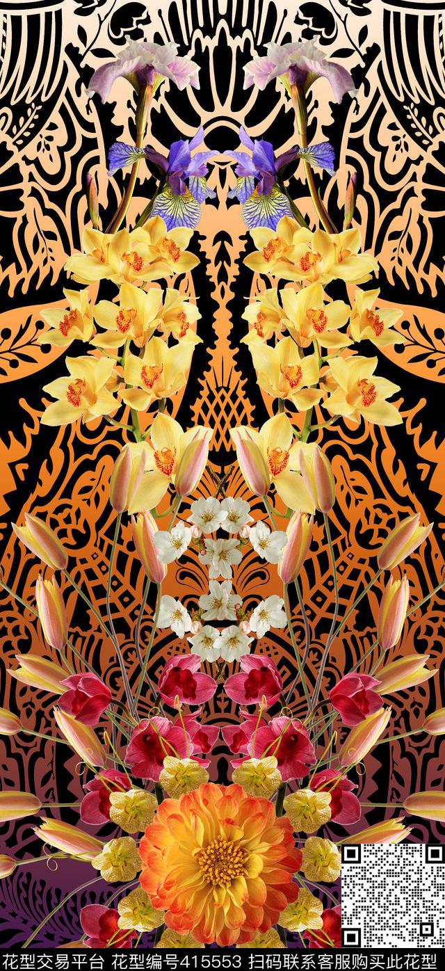 抽象图腾数码印花华亿平台下载（图片编号: 415553） - 瓦栏（Walan）