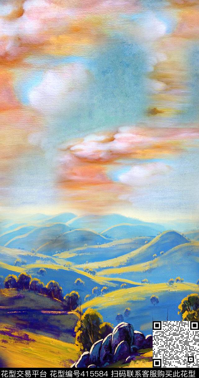 抽象风景数码印花华亿平台下载（图片编号: 415584） - 瓦栏（Walan）