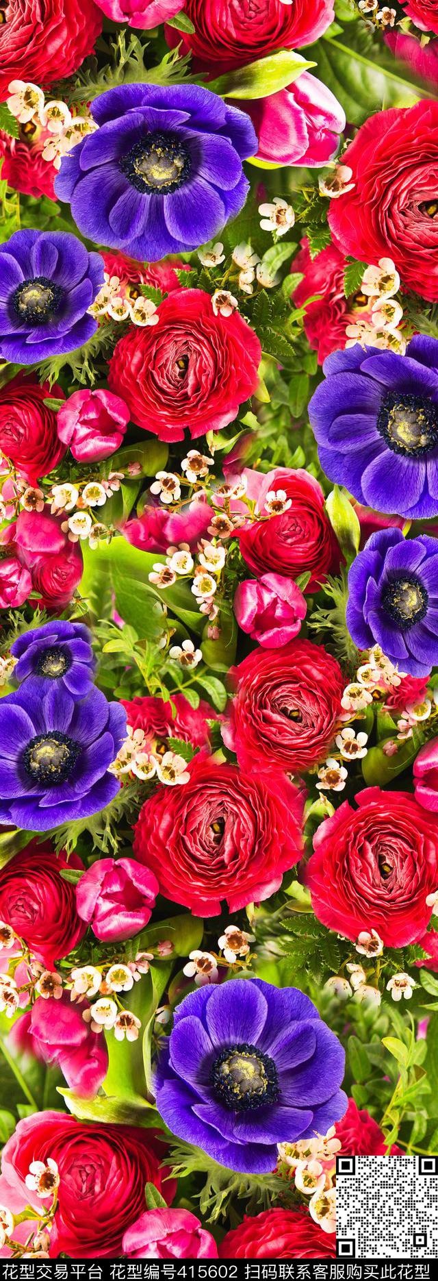 抽象花卉数码印花华亿平台下载（图片编号: 415602） - 瓦栏（Walan）