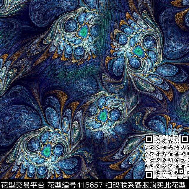 波点层次抽象数码印花华亿平台下载（图片编号: 415657） - 瓦栏（Walan）