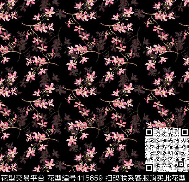 花朵几何排列深浅层次数码印花华亿平台下载（图片编号: 415659） - 瓦栏（Walan）