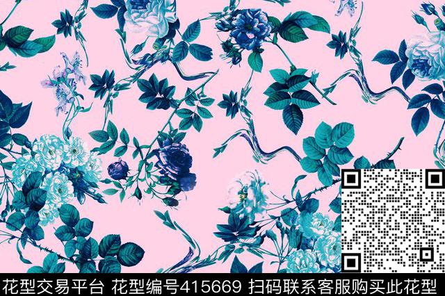 非洲热带雨林花朵数码印花华亿平台下载（图片编号: 415669） - 瓦栏（Walan）