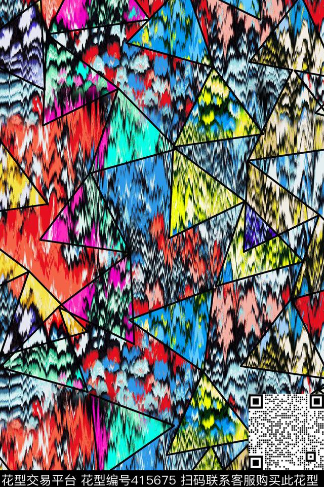 几何元素肌理三角形数码印花华亿平台下载（图片编号: 415675） - 瓦栏（Walan）