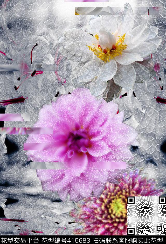 花卉百合花玻璃质感数码印花华亿平台下载（图片编号: 415683） - 瓦栏（Walan）