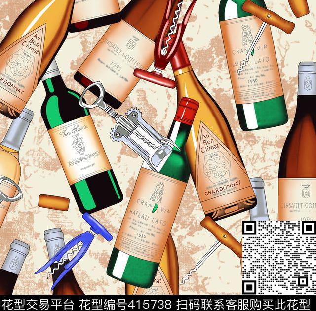 古朴瓶数码印花华亿平台下载（图片编号: 415738） - 瓦栏（Walan）