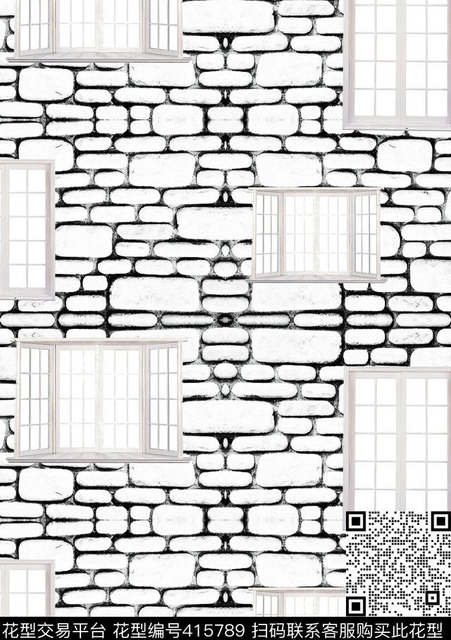 复古格子黑白传统印花华亿平台下载（图片编号: 415789） - 瓦栏（Walan）