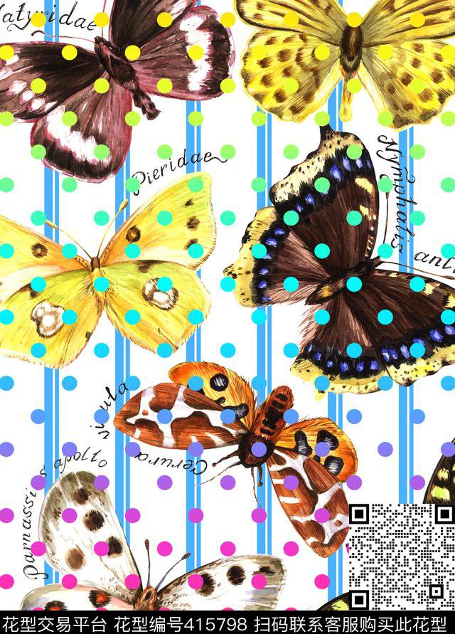 蝴蝶条纹泳装数码印花华亿平台下载（图片编号: 415798） - 瓦栏（Walan）