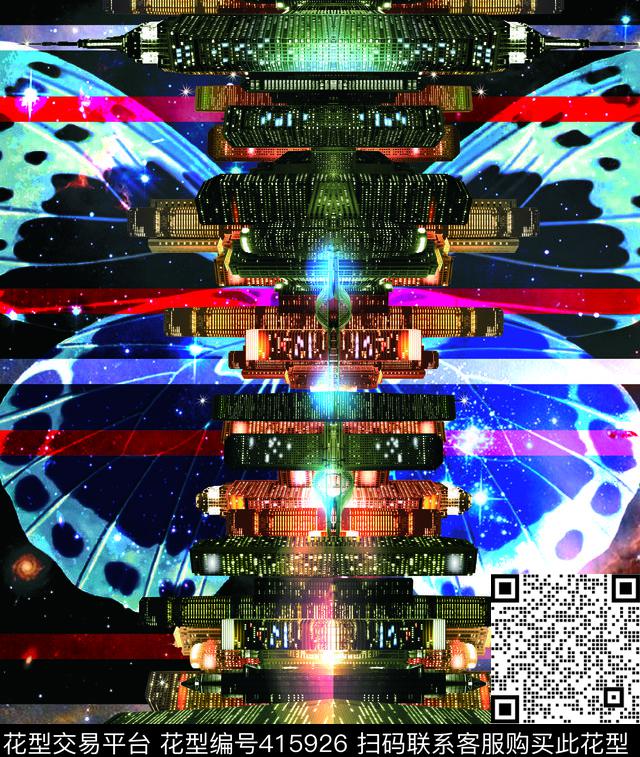 潮牌建筑条纹时尚休闲数码印花华亿平台下载（图片编号: 415926） - 瓦栏（Walan）