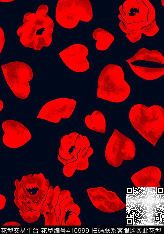 欧美嘴唇抽象传统印花华亿平台下载（图片编号: 415999） - 瓦栏（Walan）