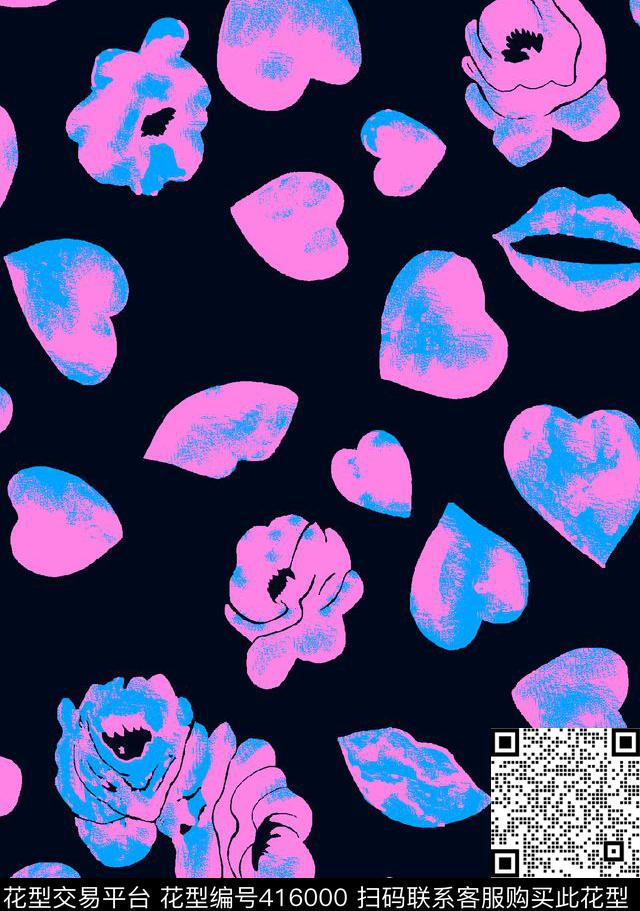 欧美嘴唇抽象传统印花华亿平台下载（图片编号: 416000） - 瓦栏（Walan）