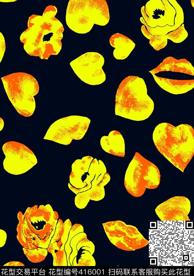 欧美嘴唇抽象传统印花华亿平台下载（图片编号: 416001） - 瓦栏（Walan）