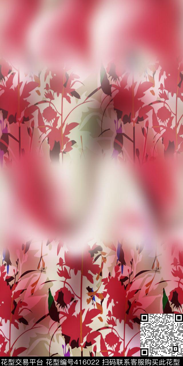 抽象花卉数码印花华亿平台下载（图片编号: 416022） - 瓦栏（Walan）
