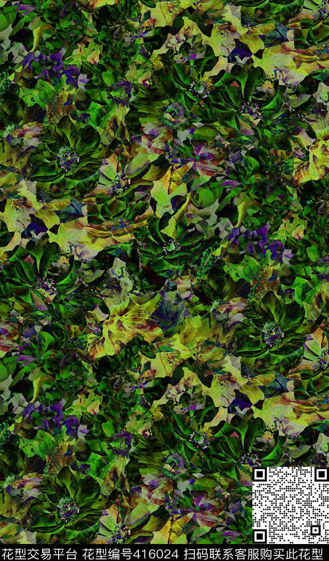 花卉花抽象数码印花华亿平台下载（图片编号: 416024） - 瓦栏（Walan）