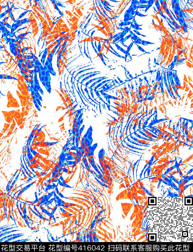 热带风情休闲椰叶传统印花华亿平台下载（图片编号: 416042） - 瓦栏（Walan）