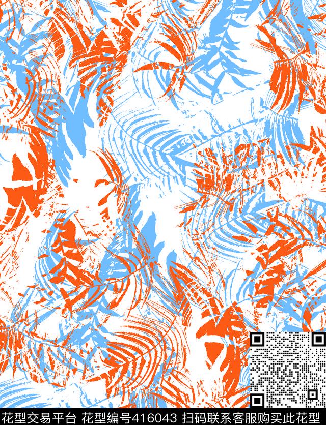 热带风情休闲椰叶传统印花华亿平台下载（图片编号: 416043） - 瓦栏（Walan）