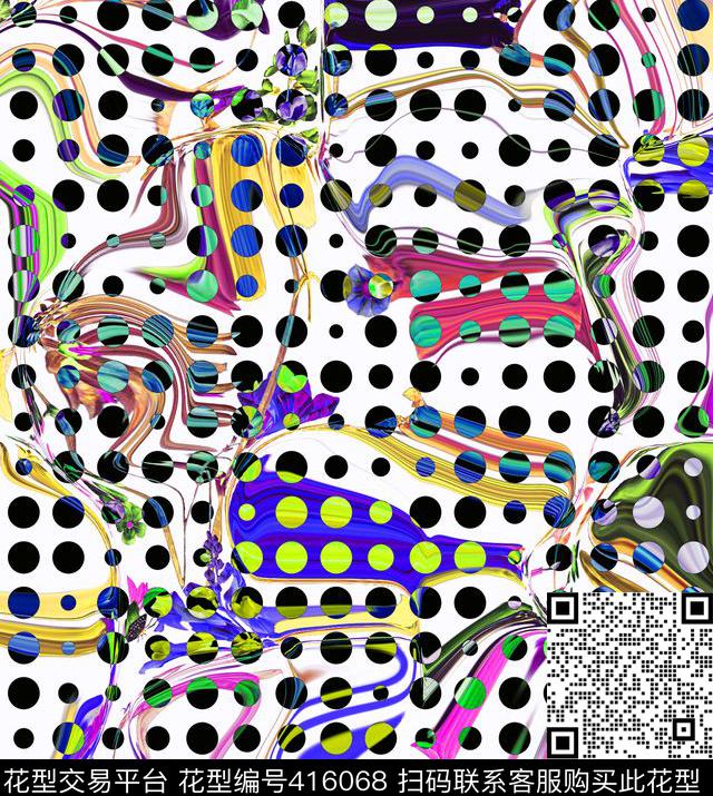 线条泳衣圆点数码印花华亿平台下载（图片编号: 416068） - 瓦栏（Walan）