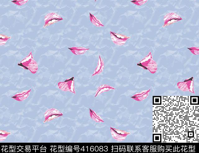 嘴唇个性复古数码印花华亿平台下载（图片编号: 416083） - 瓦栏（Walan）
