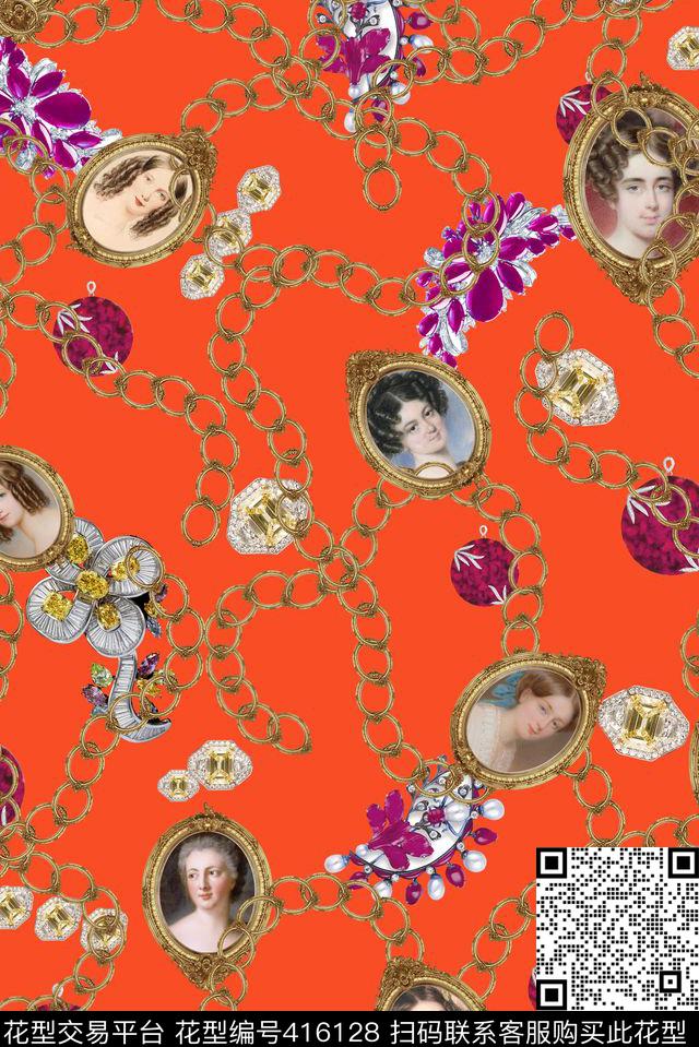 时尚链条项链珠宝油画简洁数码印花华亿平台下载（图片编号: 416128） - 瓦栏（Walan）