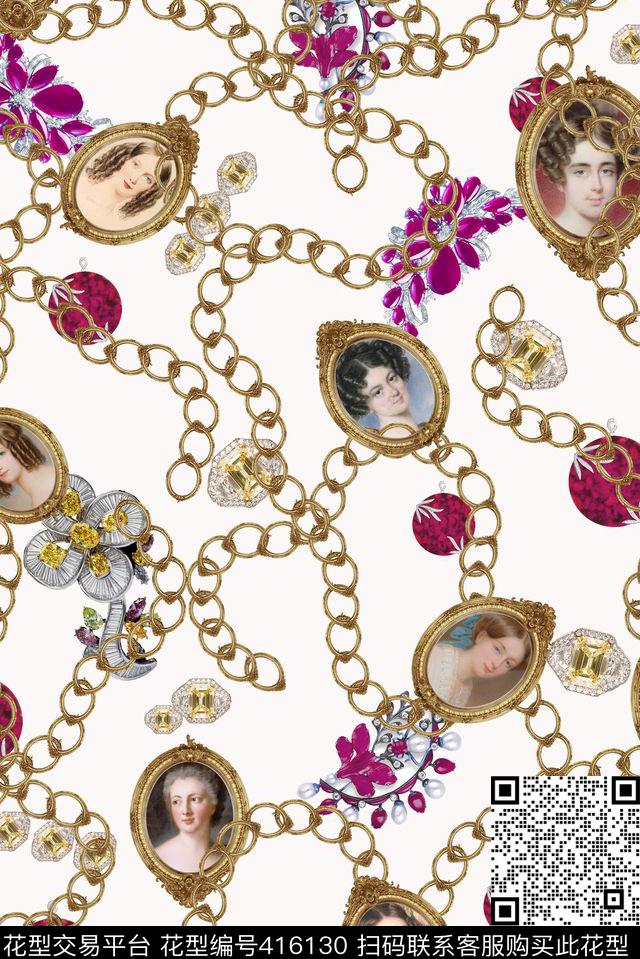 链条项链珠宝油画时尚简洁数码印花华亿平台下载（图片编号: 416130） - 瓦栏（Walan）
