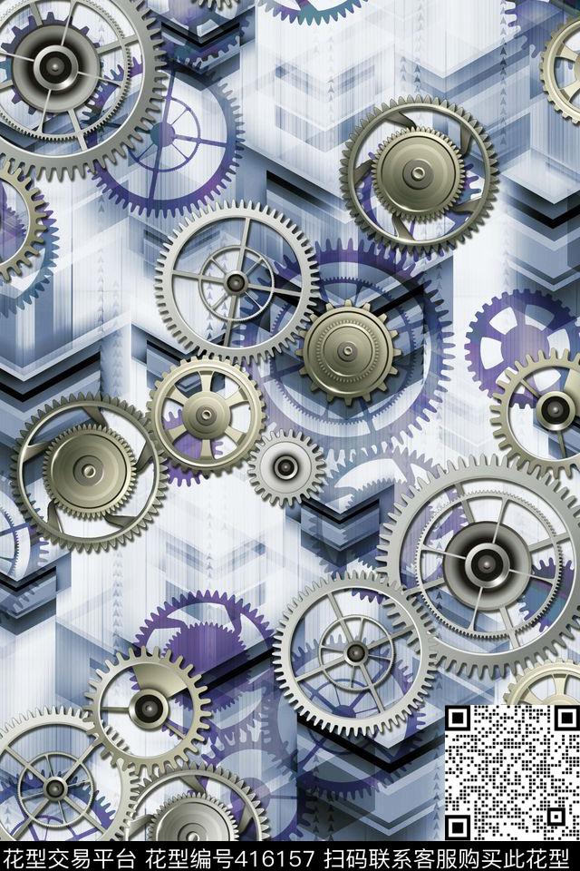 抽象几何金属数码印花华亿平台下载（图片编号: 416157） - 瓦栏（Walan）