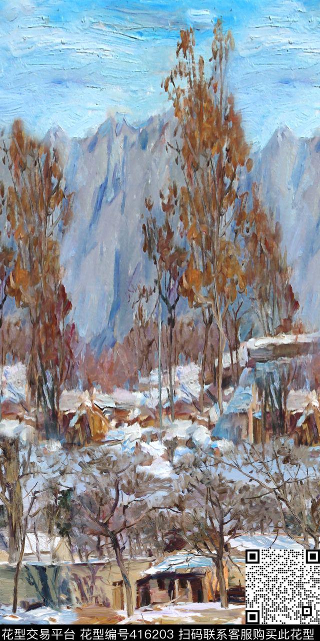抽象风景数码印花华亿平台下载（图片编号: 416203） - 瓦栏（Walan）