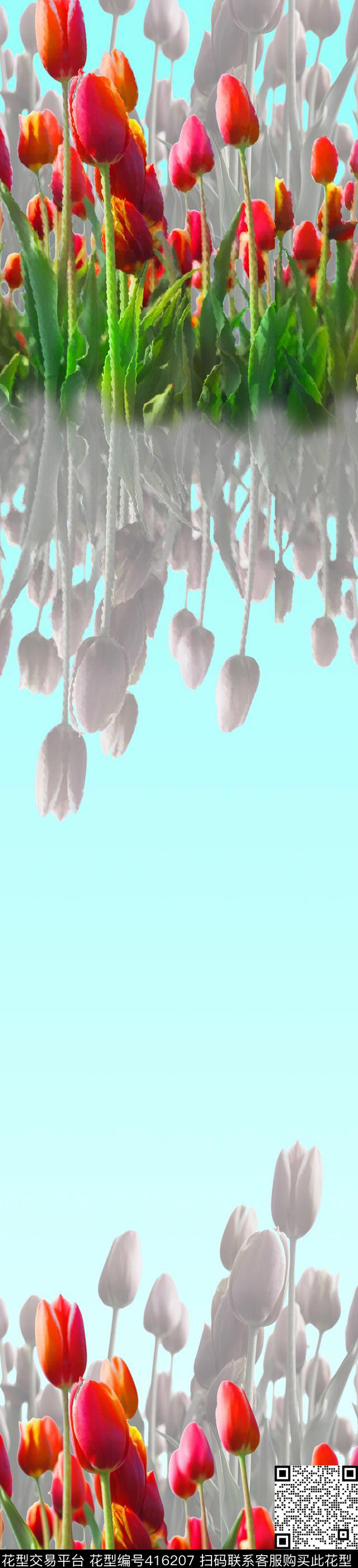 抽象花卉数码印花华亿平台下载（图片编号: 416207） - 瓦栏（Walan）