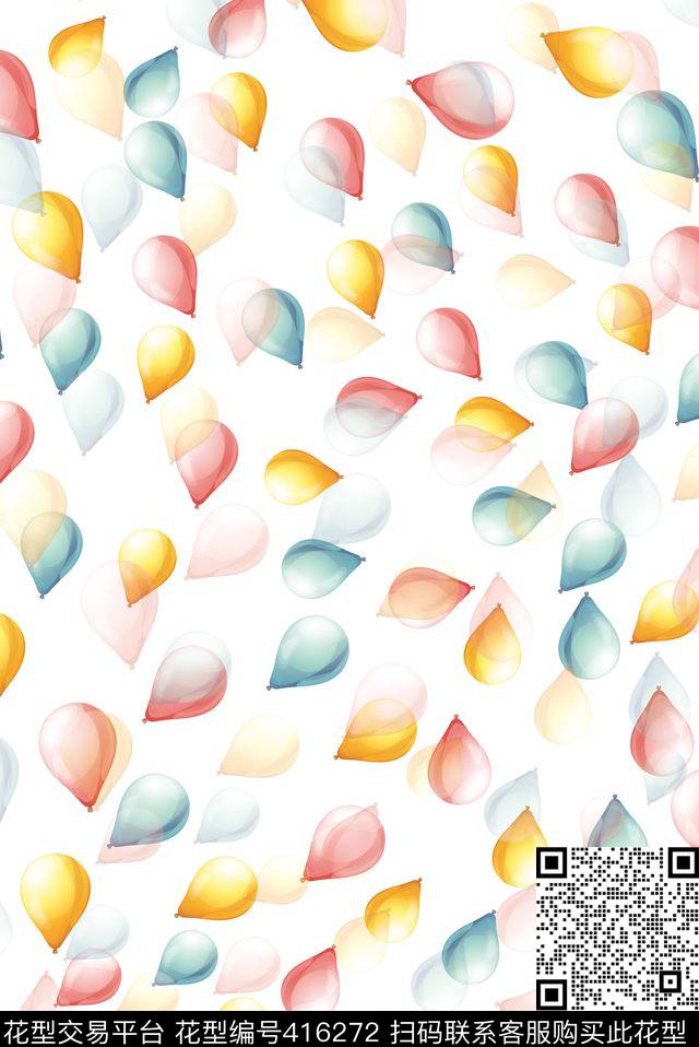 炫彩气球水彩水墨传统印花华亿平台下载（图片编号: 416272） - 瓦栏（Walan）