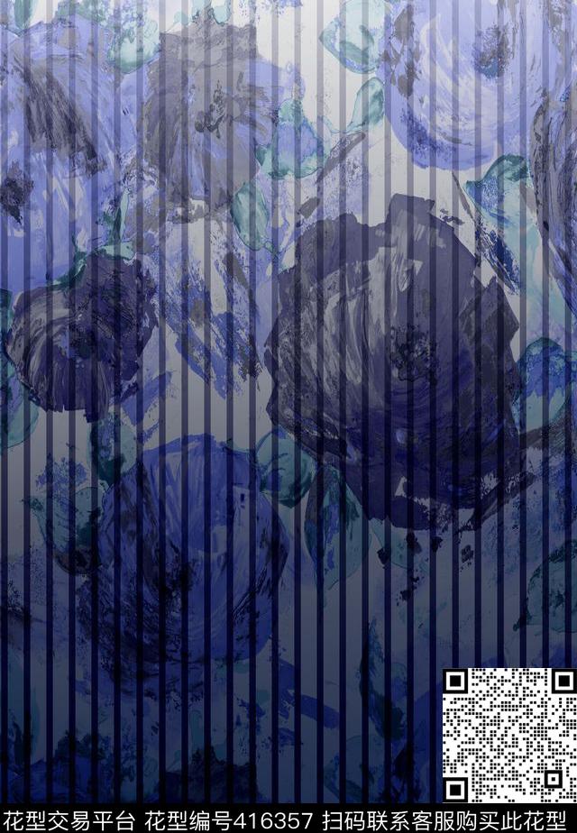 抽象花几何数码印花华亿平台下载（图片编号: 416357） - 瓦栏（Walan）