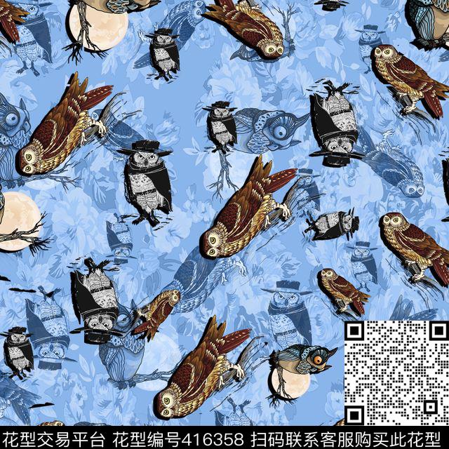 抽象动物花鸟数码印花华亿平台下载（图片编号: 416358） - 瓦栏（Walan）