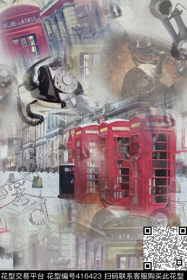 街景流行时尚欧洲数码印花华亿平台下载（图片编号: 416423） - 瓦栏（Walan）