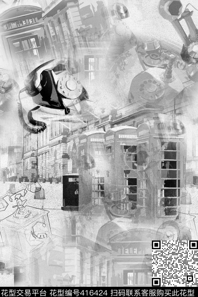 流行时尚欧洲街景数码印花华亿平台下载（图片编号: 416424） - 瓦栏（Walan）