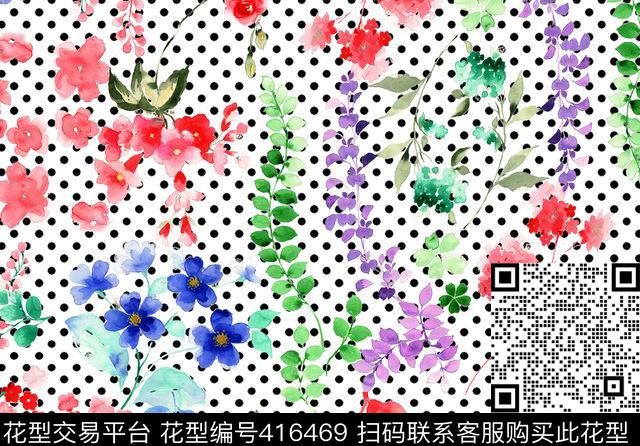 手绘插画花卉花朵数码印花华亿平台下载（图片编号: 416469） - 瓦栏（Walan）