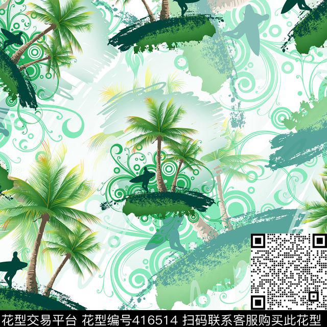 椰树帐板数码印花华亿平台下载（图片编号: 416514） - 瓦栏（Walan）