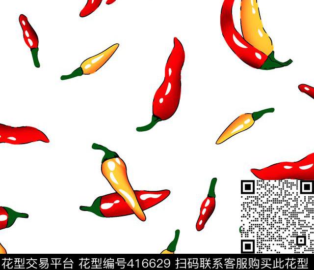 2016春夏女装衬衫裙子田园风彩色辣椒传统印花华亿平台下载（图片编号: 416629） - 瓦栏（Walan）