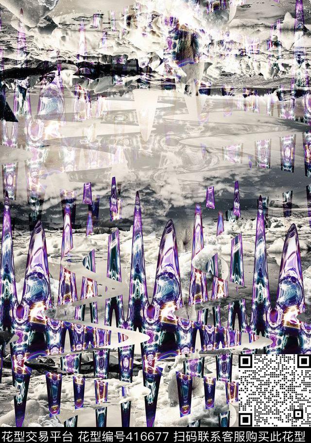 时尚抽象异域空间地表景观篇数码印花华亿平台下载（图片编号: 416677） - 瓦栏（Walan）