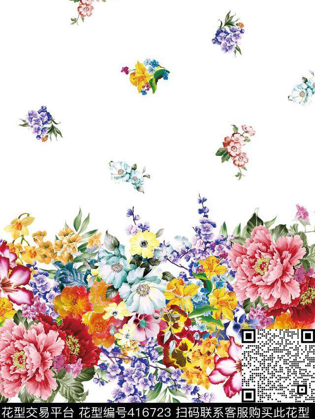 花卉立体高端原创数码印花华亿平台下载（图片编号: 416723） - 瓦栏（Walan）