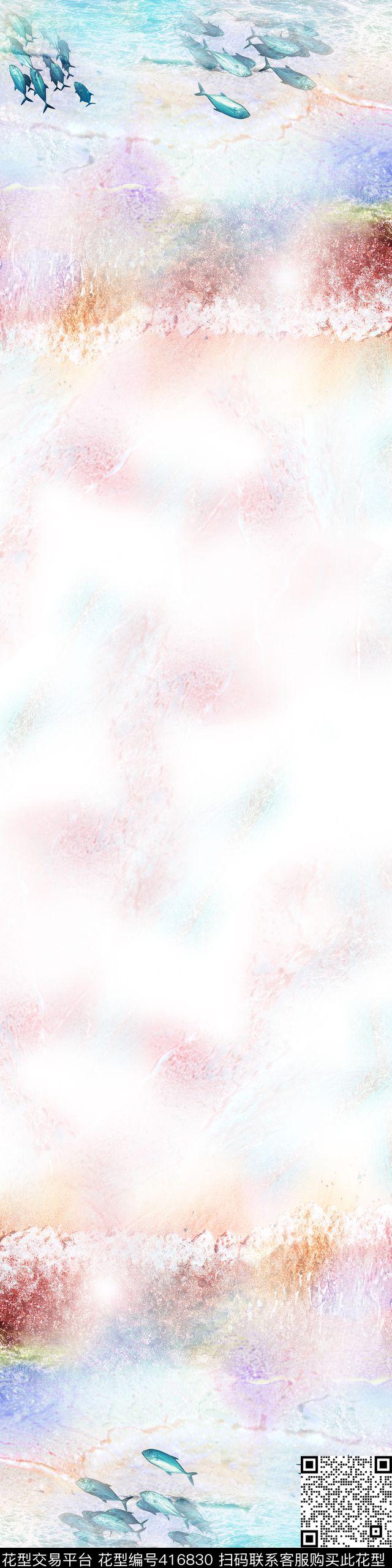 抽象花卉数码印花华亿平台下载（图片编号: 416830） - 瓦栏（Walan）