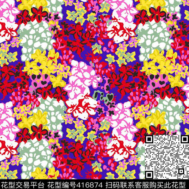 传统印花小花花卉传统印花华亿平台下载（图片编号: 416874） - 瓦栏（Walan）